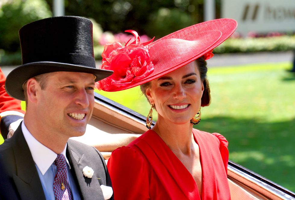 The Prince and Princess of Wales arrive by carriage during day four of Royal Ascot