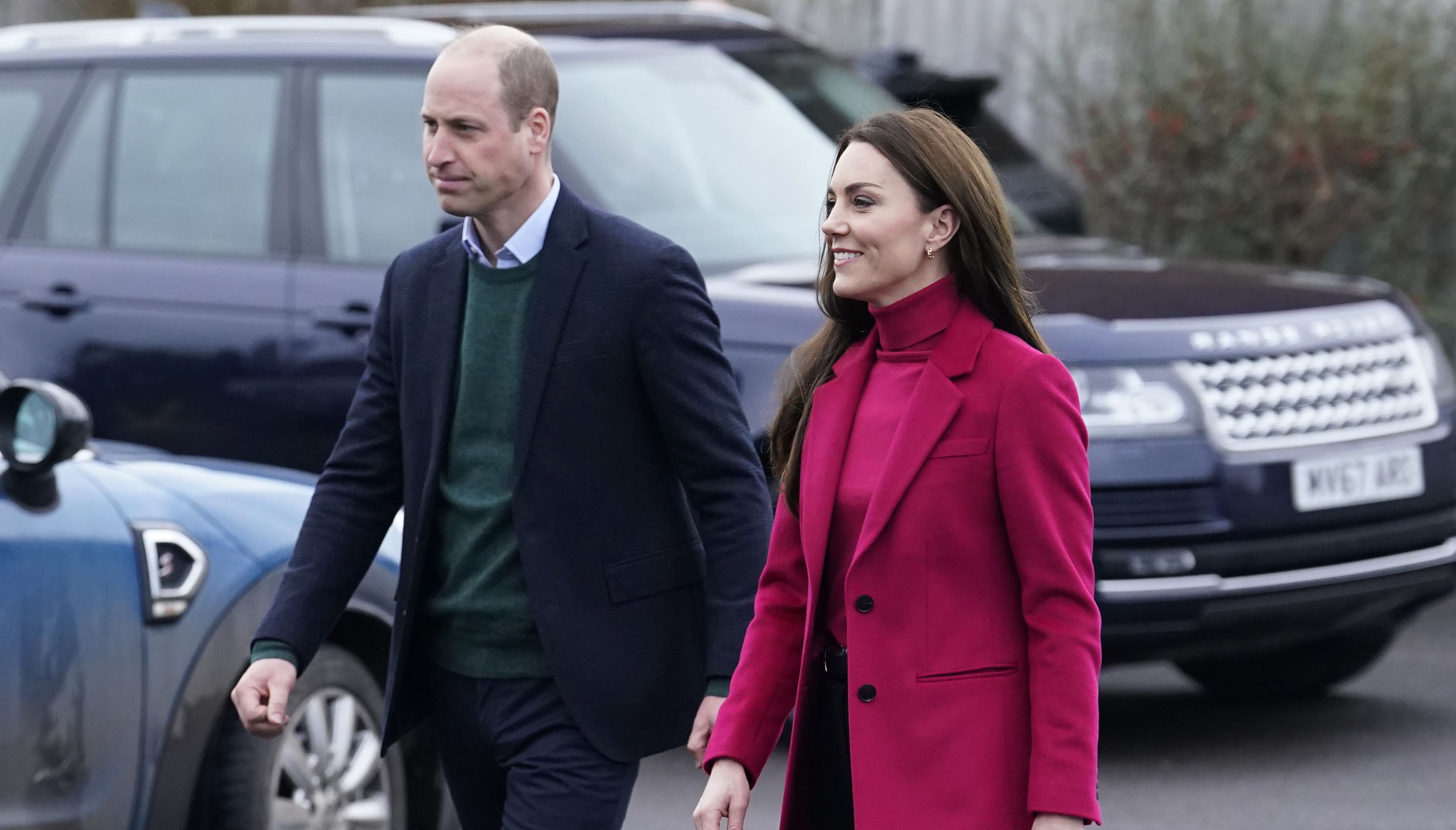 The Prince and Princess of Wales arrive for a visit to Windsor Foodshare in Windsor, Berkshire, to hear about the support that the organisation provides to individuals and families living in the local area, and helping volunteers to sort food donations and prepare packages for the charity's clients to collect later that day. Picture date: Thursday January 26, 2023.