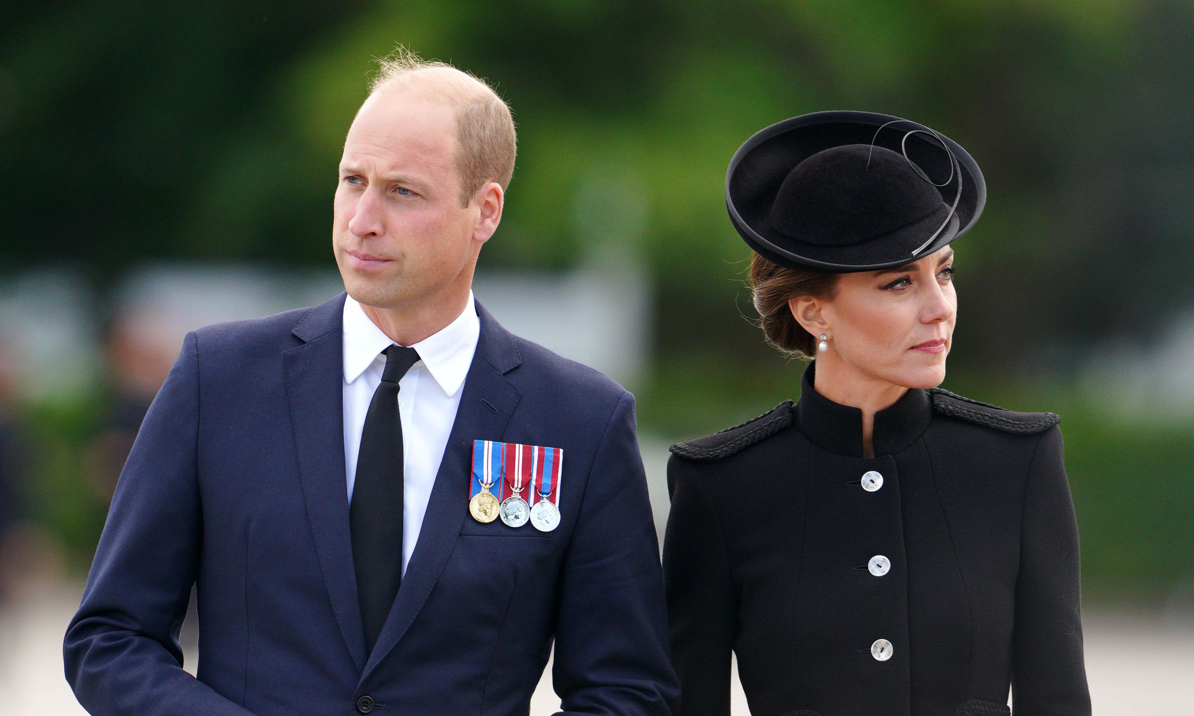 The Prince and Princess of Wales at the Army Training Centre (ATC) Pirbright in Guildford, Surrey, meeting troops from the Commonwealth who have been deployed to the UK to take part in the funeral of Queen Elizabeth II. Soldiers from Canada, Australia and New Zealand have gathered at Pirbright to rehearse their roles in the funeral on Monday. Picture date: Friday September 16, 2022.