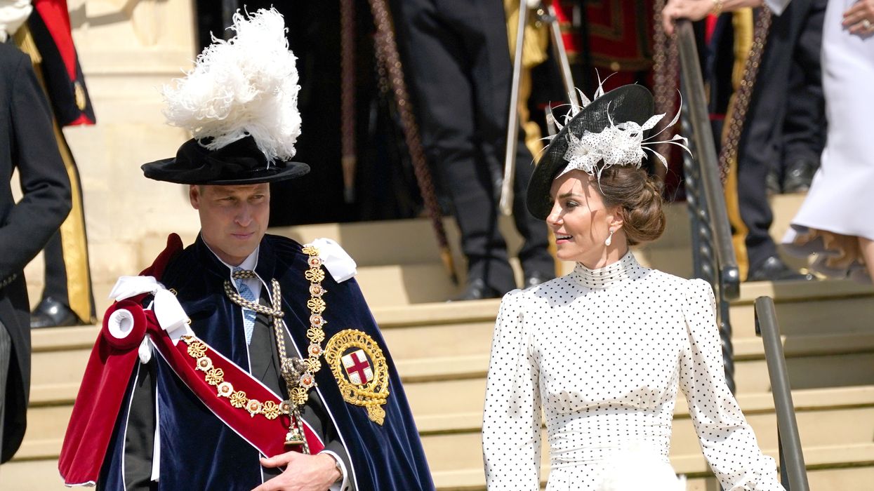 The Prince and Princess of Wales depart the annual Order of the Garter Service at St George's Chapel, Windsor