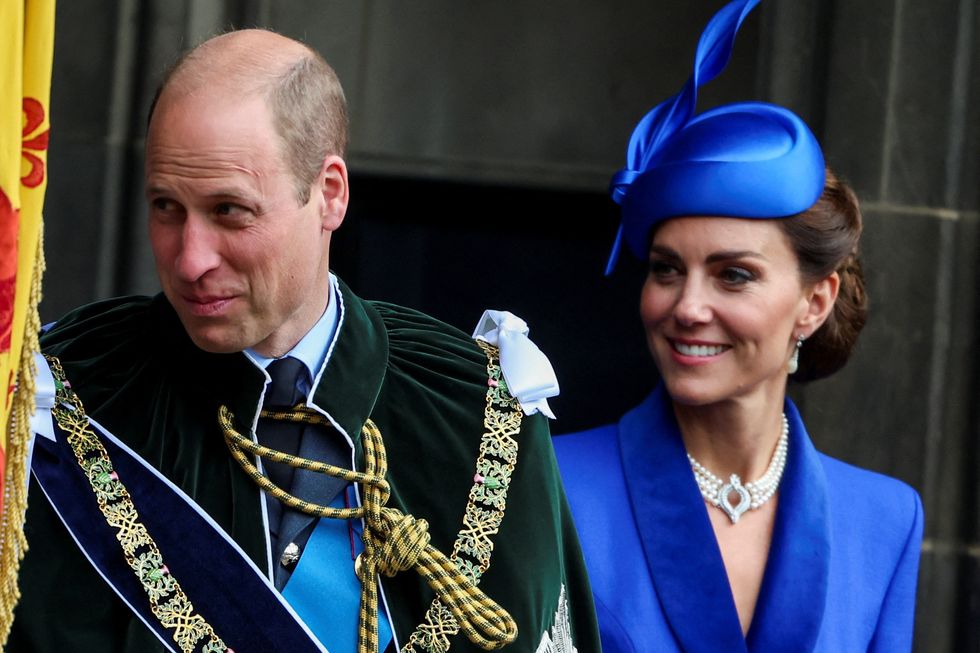 The Prince and Princess of Wales, known as the Duke and Duchess of Rothesay while in Scotland, leave St Giles' Cathedral, Edinburgh