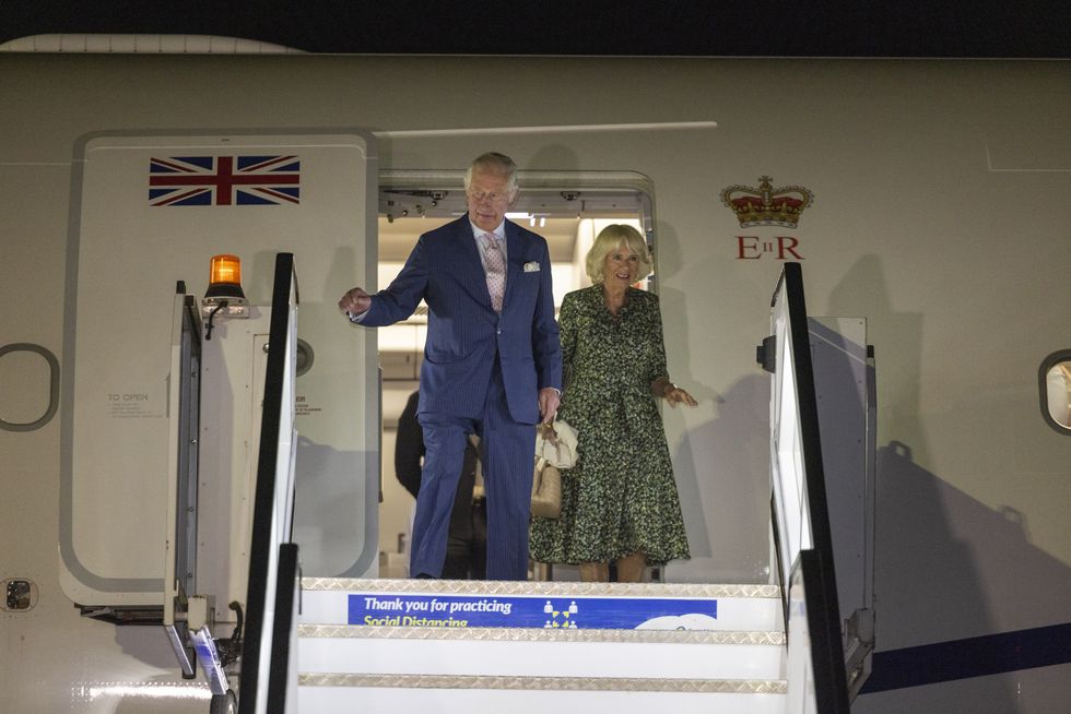 The Prince of Wales, accompanied by the Duchess of Cornwall, arrives at Kigali, Rwanda