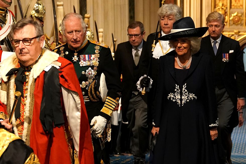 The Prince of Wales and the Duchess of Cornwall at the Palace of Westminster.