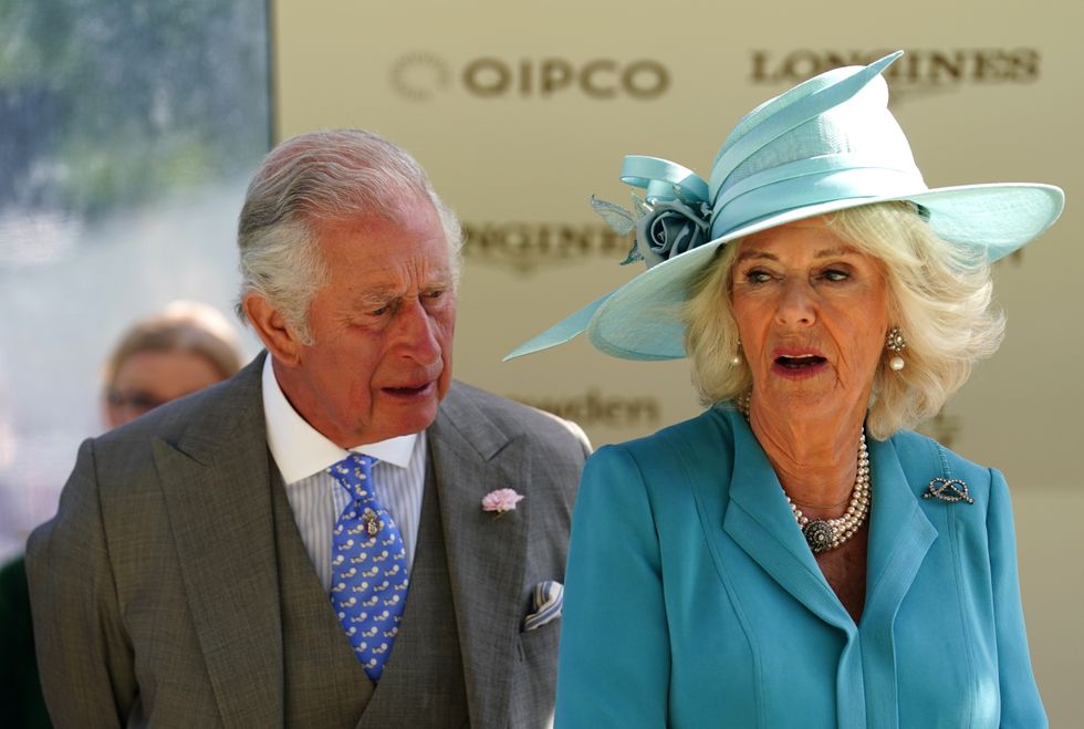 The Prince of Wales and The Duchess of Cornwall present the trophy for the St James's Palace Stakes during day one of Royal Ascot at Ascot Racecourse. Picture date: Tuesday June 14, 2022.
