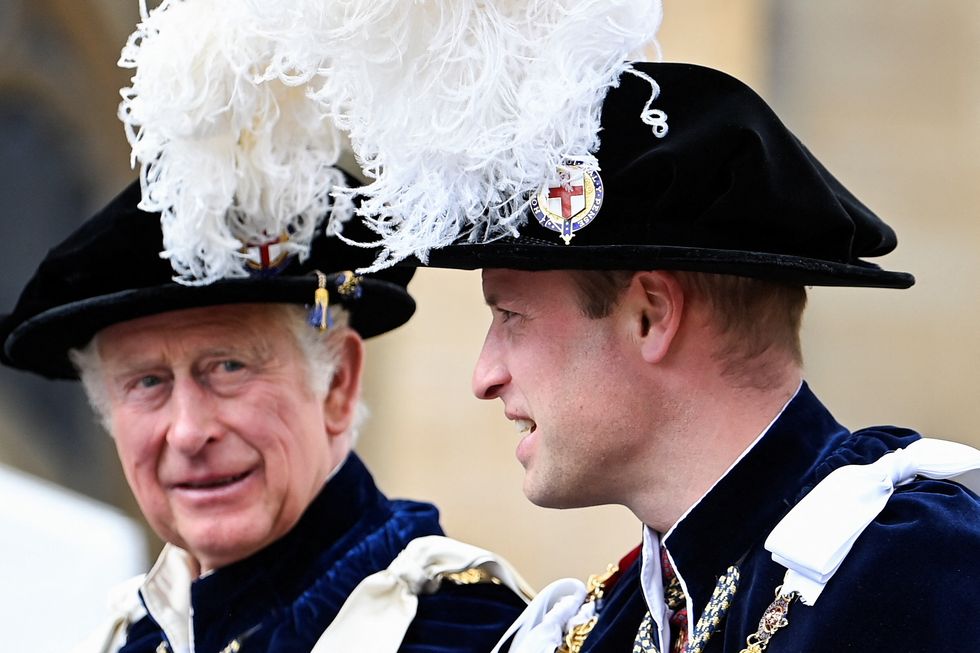 The Prince of Wales and The Duke of Cambridge depart in a carriage for their return journey to the Castle following the Order of the Garter Service at St. Georges's Chapel, Windsor Castle. Picture date: Monday June 13, 2022.