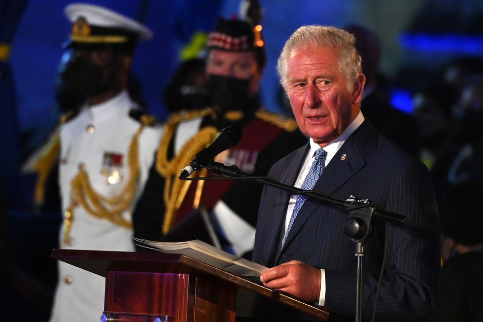 The Prince of Wales speaks at the Presidential Inauguration Ceremony at Heroes Square in Bridgetown, Barbados. Picture date: Tuesday November 30, 2021.