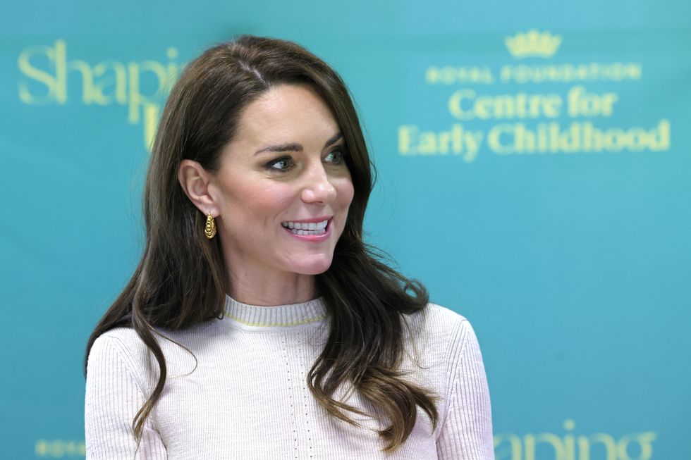 The Princess of Wales laughs with students on the Childhood Studies BA at the University of Leeds, West Yorkshire, which focuses on a broad approach to early childhood development, during her visit to the city for the launch of the Shaping Us campaign to raise awareness of the unique importance of early childhood. Picture date: Tuesday January 31, 2023.