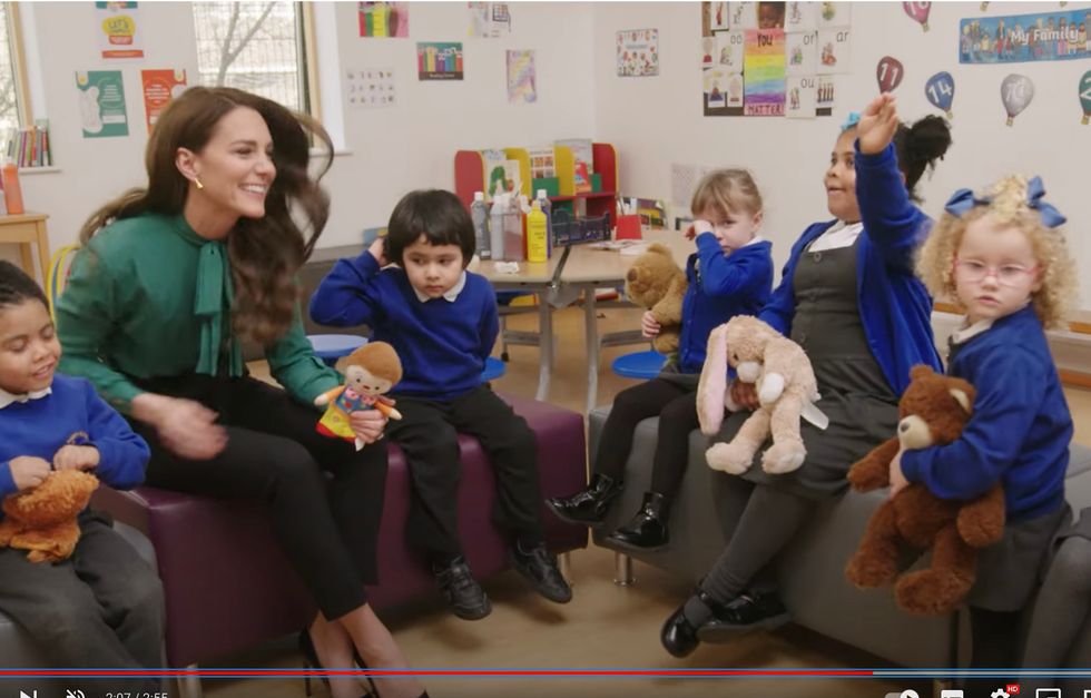 The Princess sat down with young children in a circle and discusses their feelings