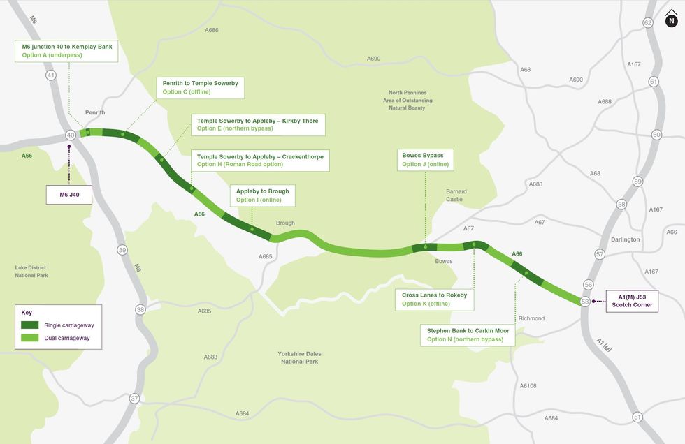 The proposed A66 Northern Trans-Pennine road project