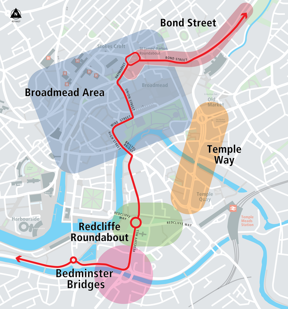 The proposed changes in Bristol city centre