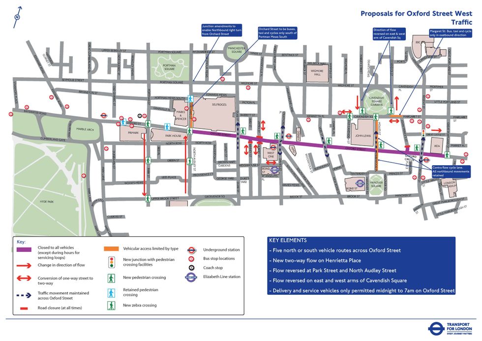 The proposed plans for the pedestrianisation of Oxford Street