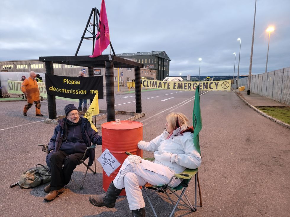 The protest took place at the entrance to the Invergordon Service Base of the Cromarty Firth Port Authority.