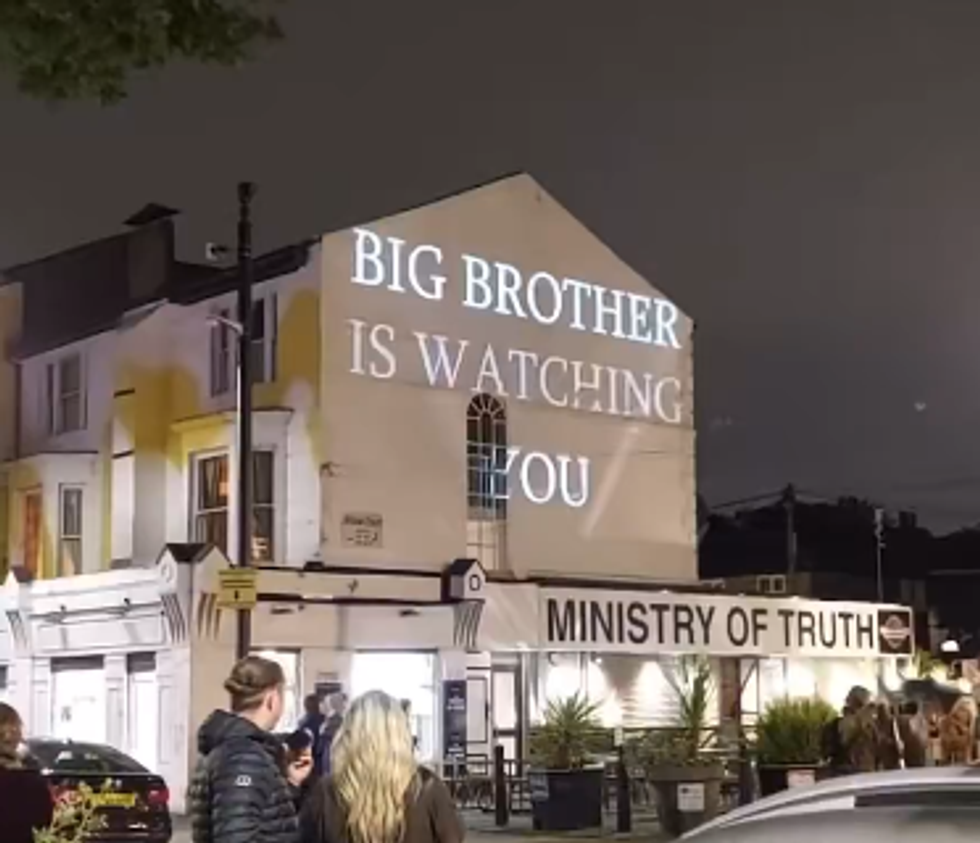 The pub flashed up images and writing reading 'Big Brother is watching you'\u200b