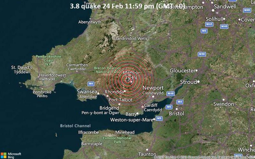 The quake happened in South Wales but was felt as far away as Wolverhampton