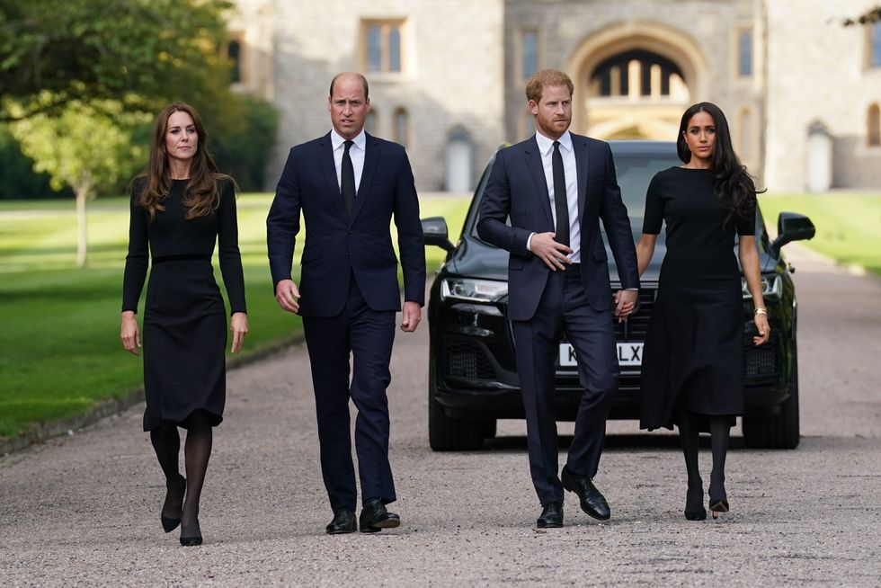 The quartet appeared together outside Windsor Castle following Queen Elizabeth\u2019s death last September