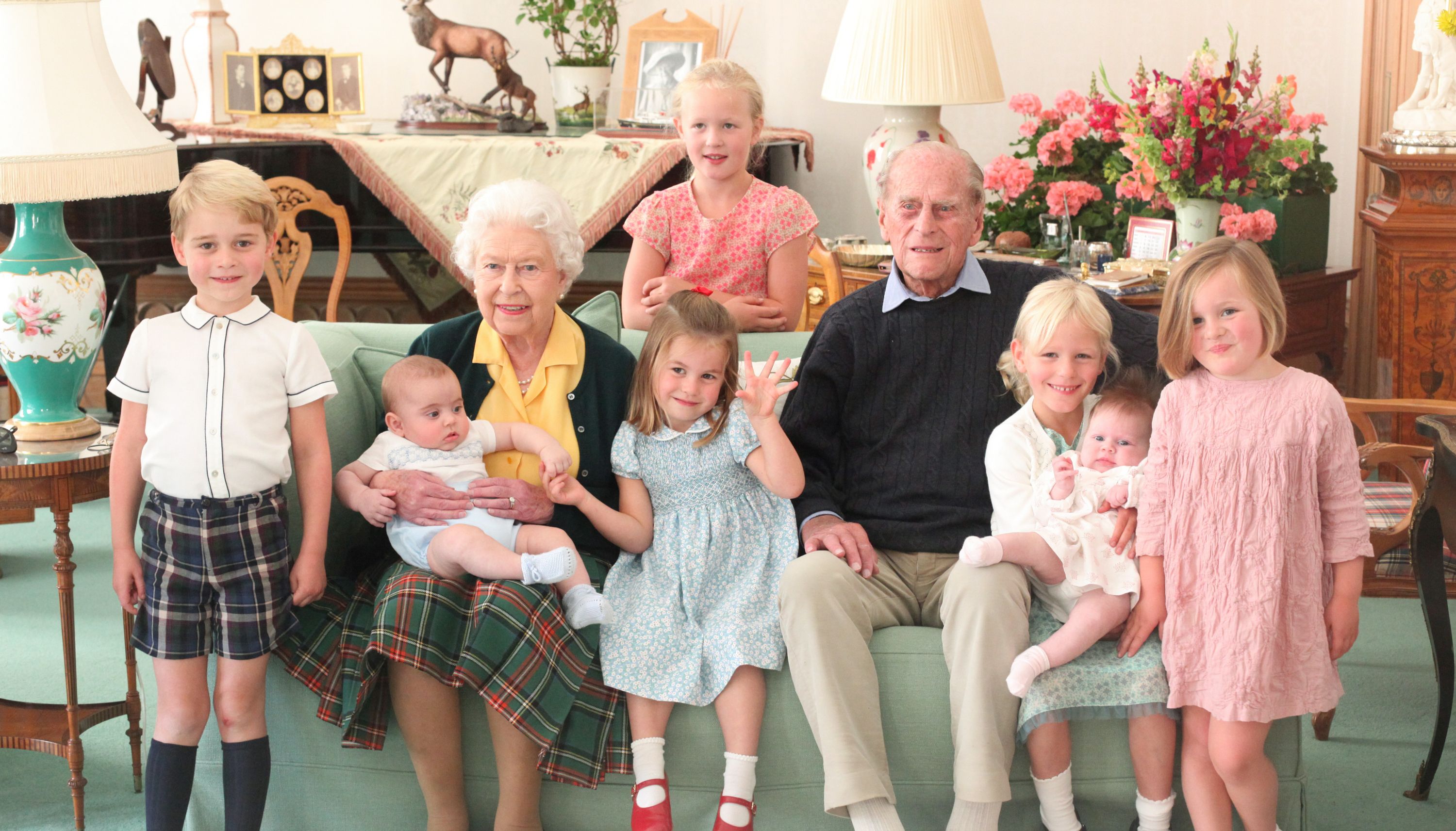 The Queen and the Duke of Edinburgh with their great-grandchildren