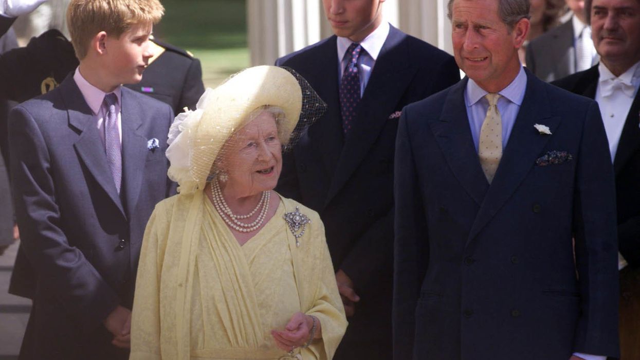 The Queen Mother with then Prince Charles, Prince William and Prince Harry