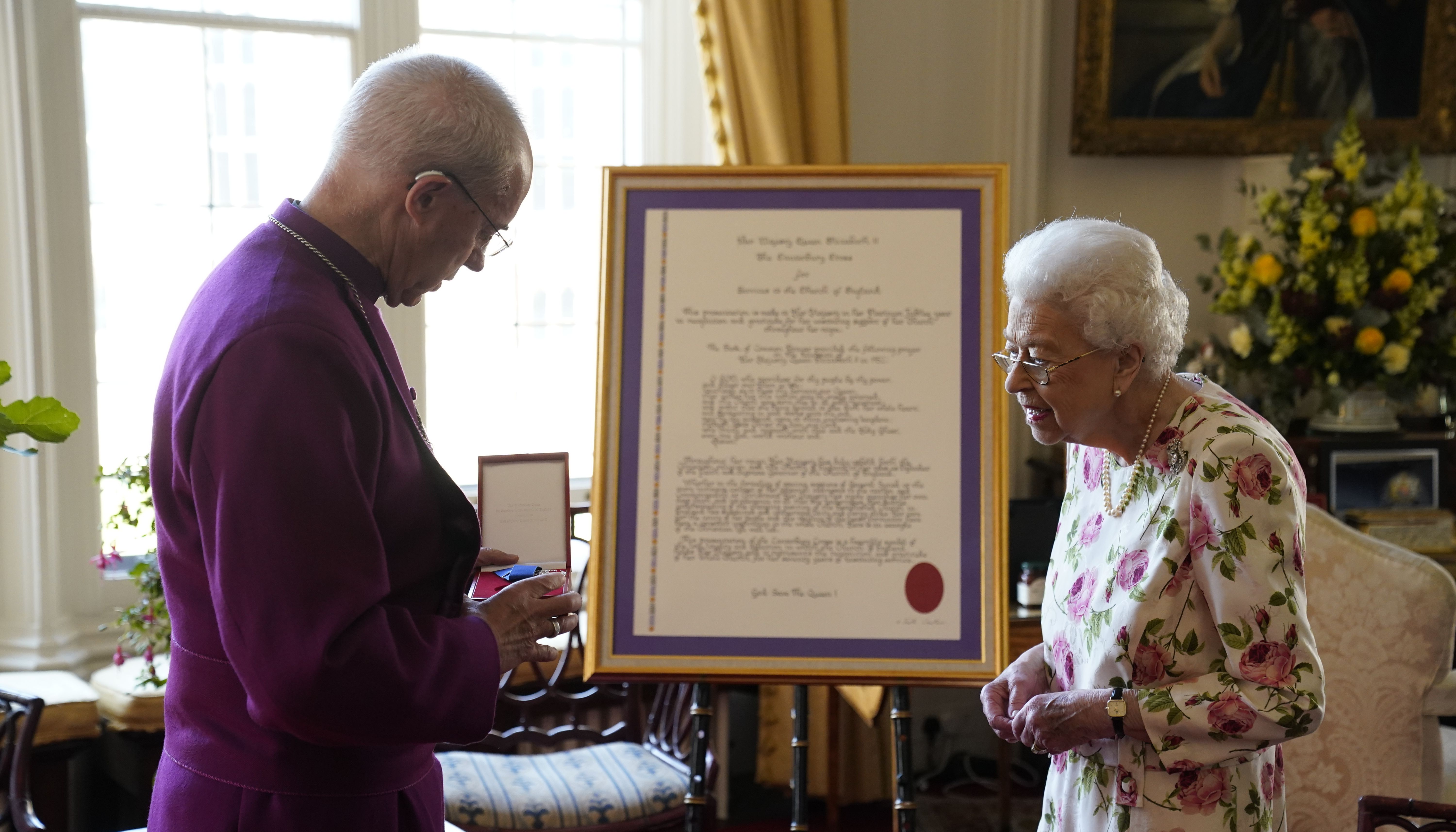 The Queen was presented with a special Canterbury Cross last week