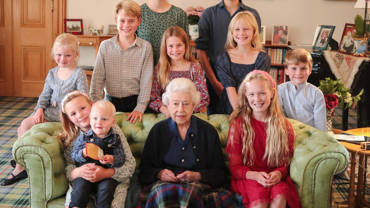 The Queen with some of her grandchildren and great grandchildren