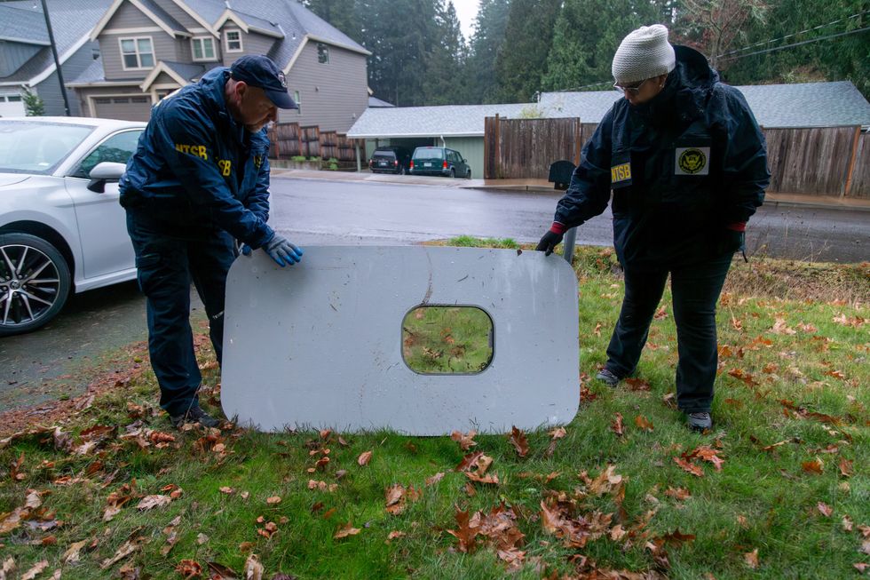 The recovered fuselage plug area of the Alaska Airlines plane