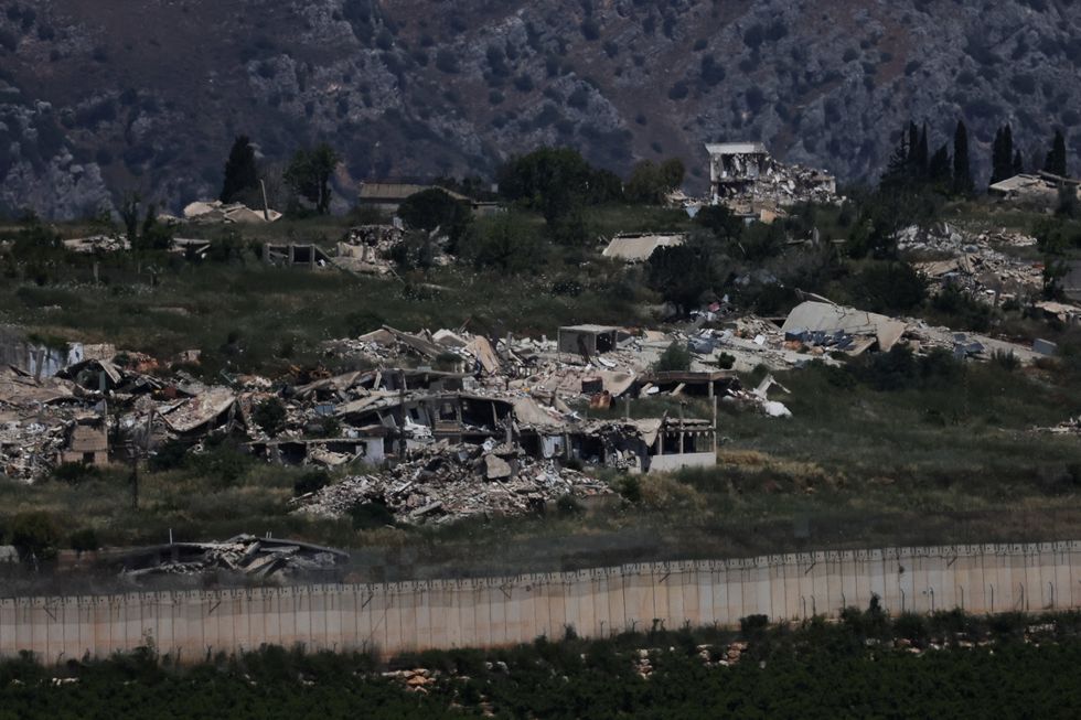 The remains of buildings in southern Lebanon seen from Israel