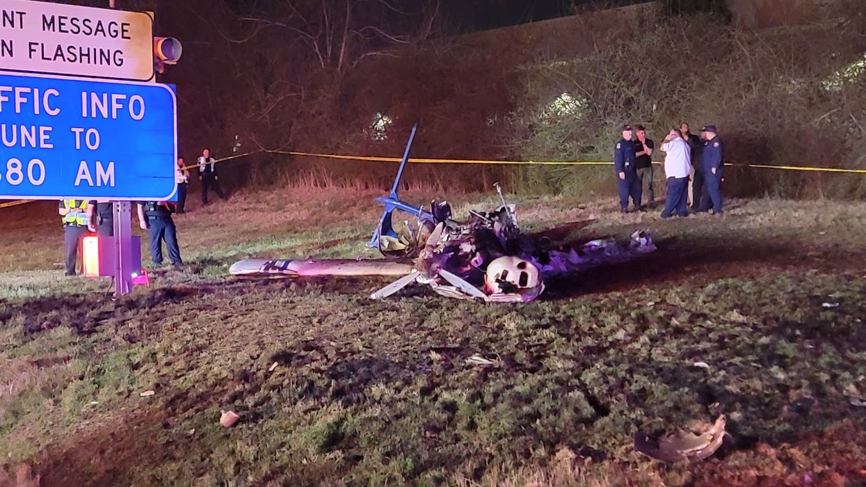 The remains of the single-engine airplane off the eastbound lanes of I-40 in Nashville
