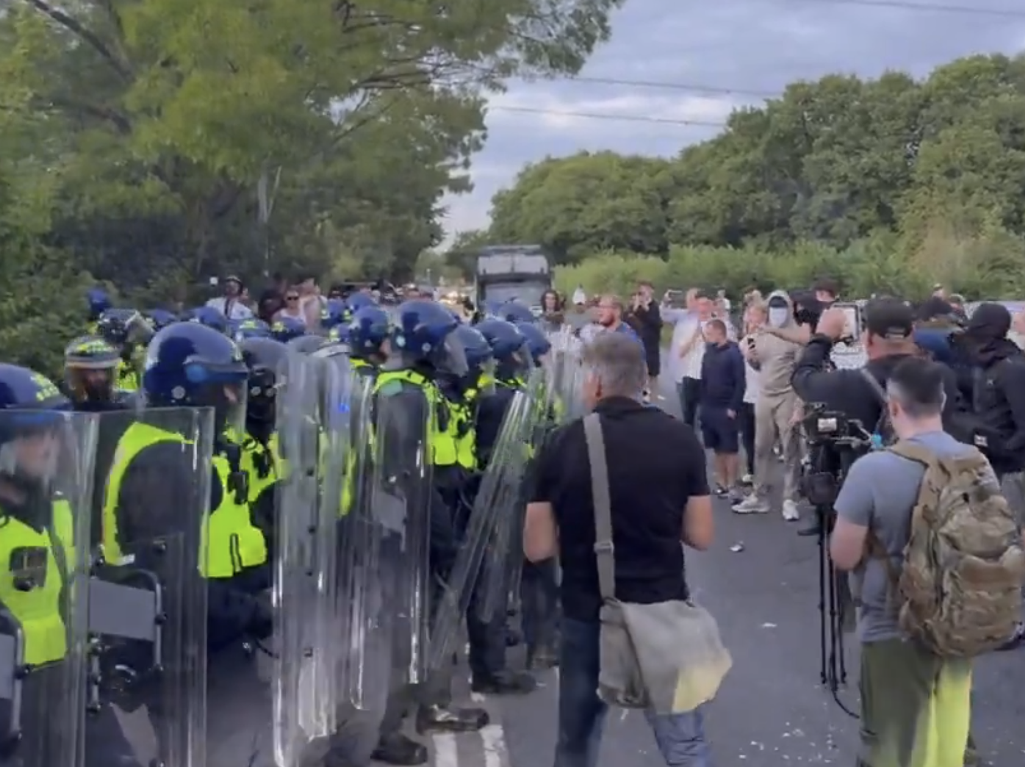 The riot broke out outside the Essex hotel