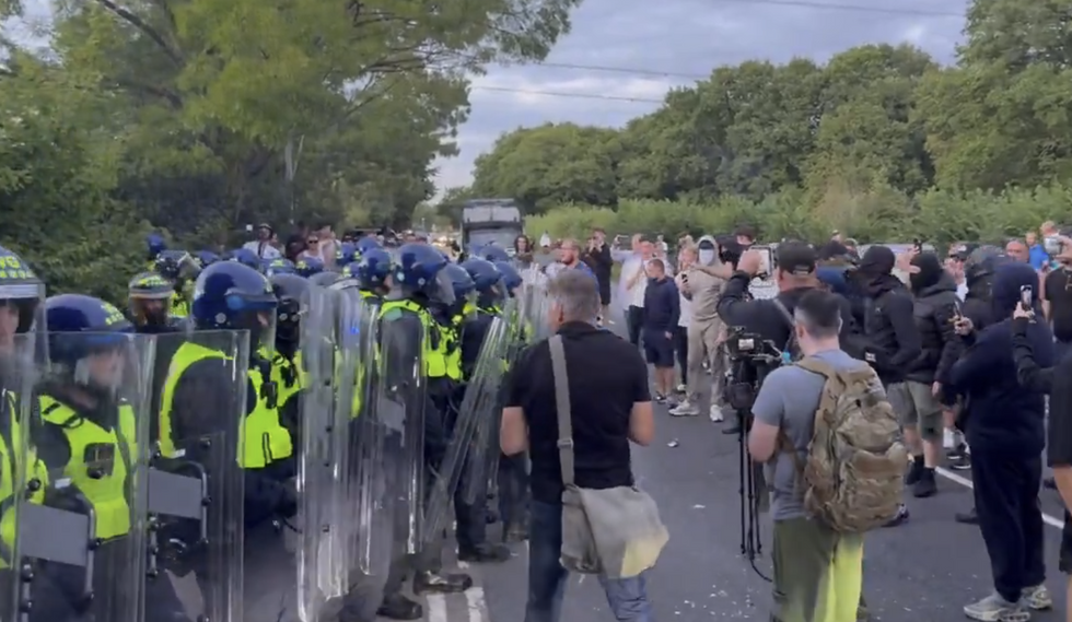 The riot broke out outside the Essex hotel