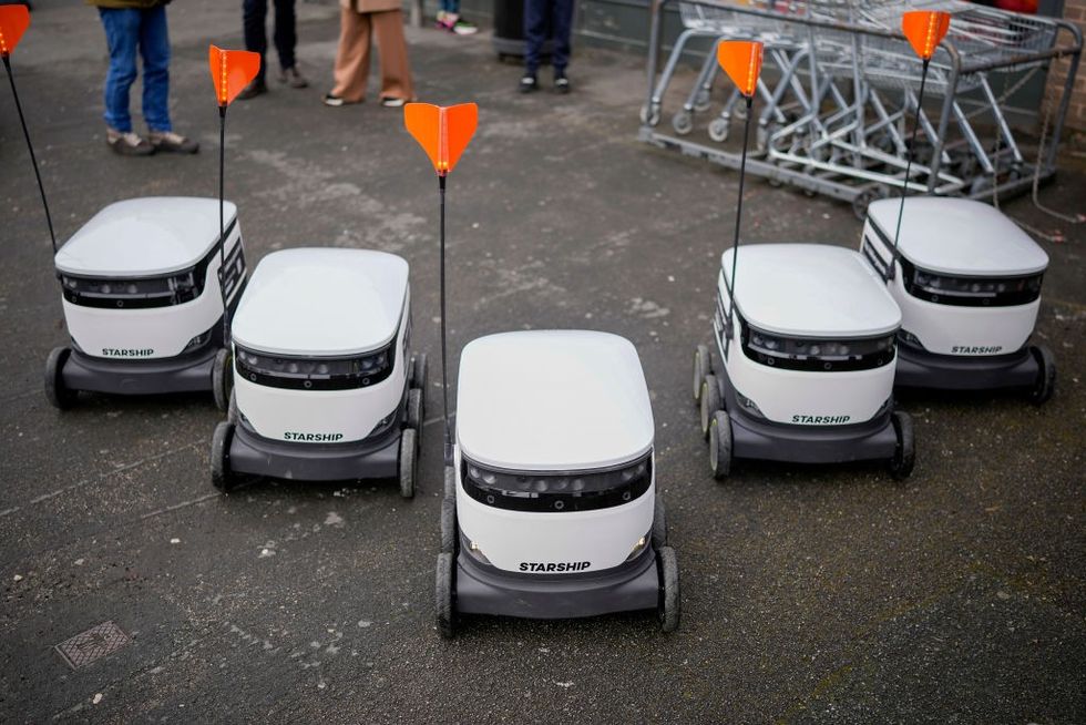 The robots, which have a high speed of 4mph can carry three bags of shopping