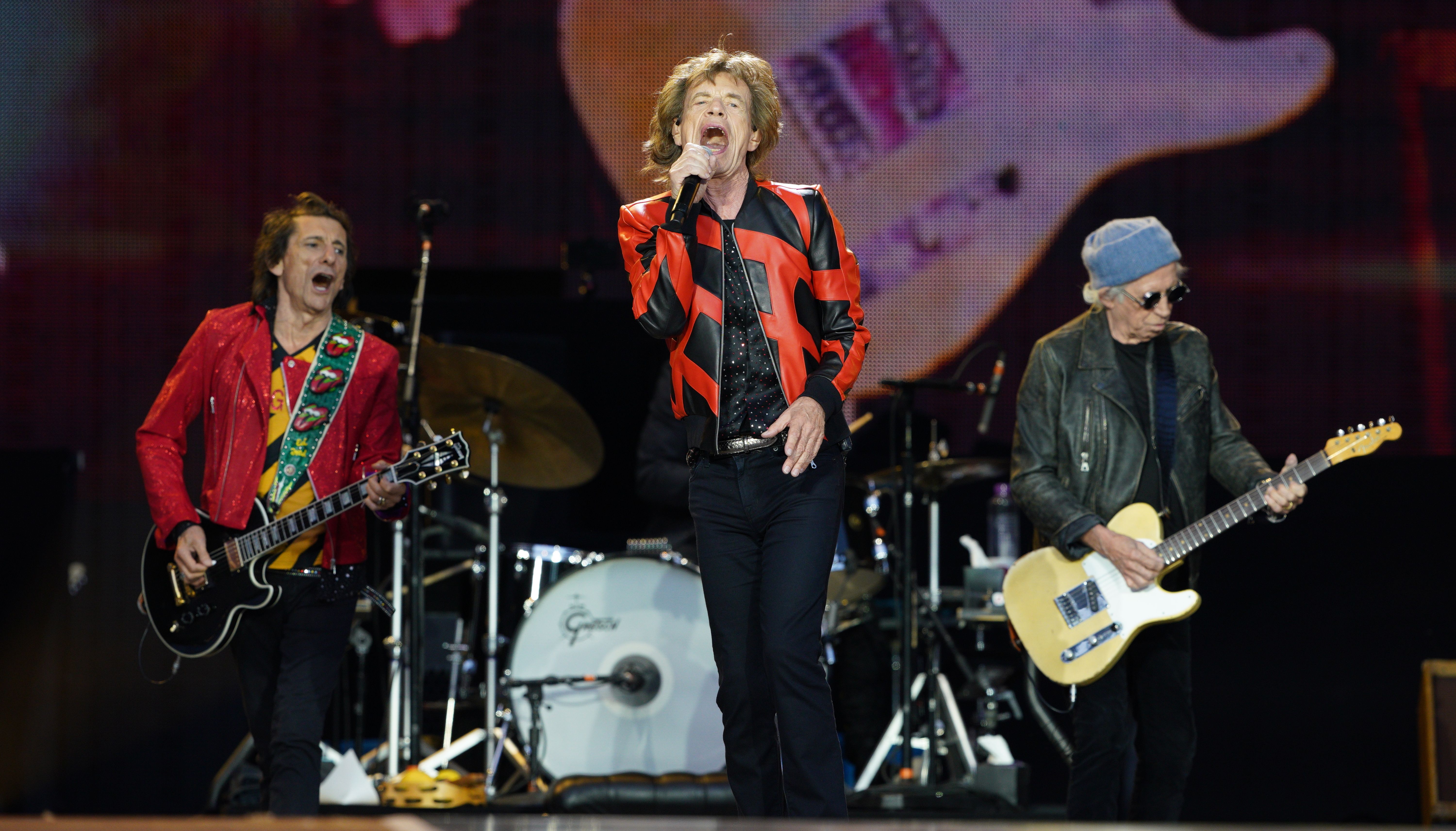 The Rolling Stones performing on stage during the first UK date of their SIXTY tour at Anfield Stadium in Liverpool