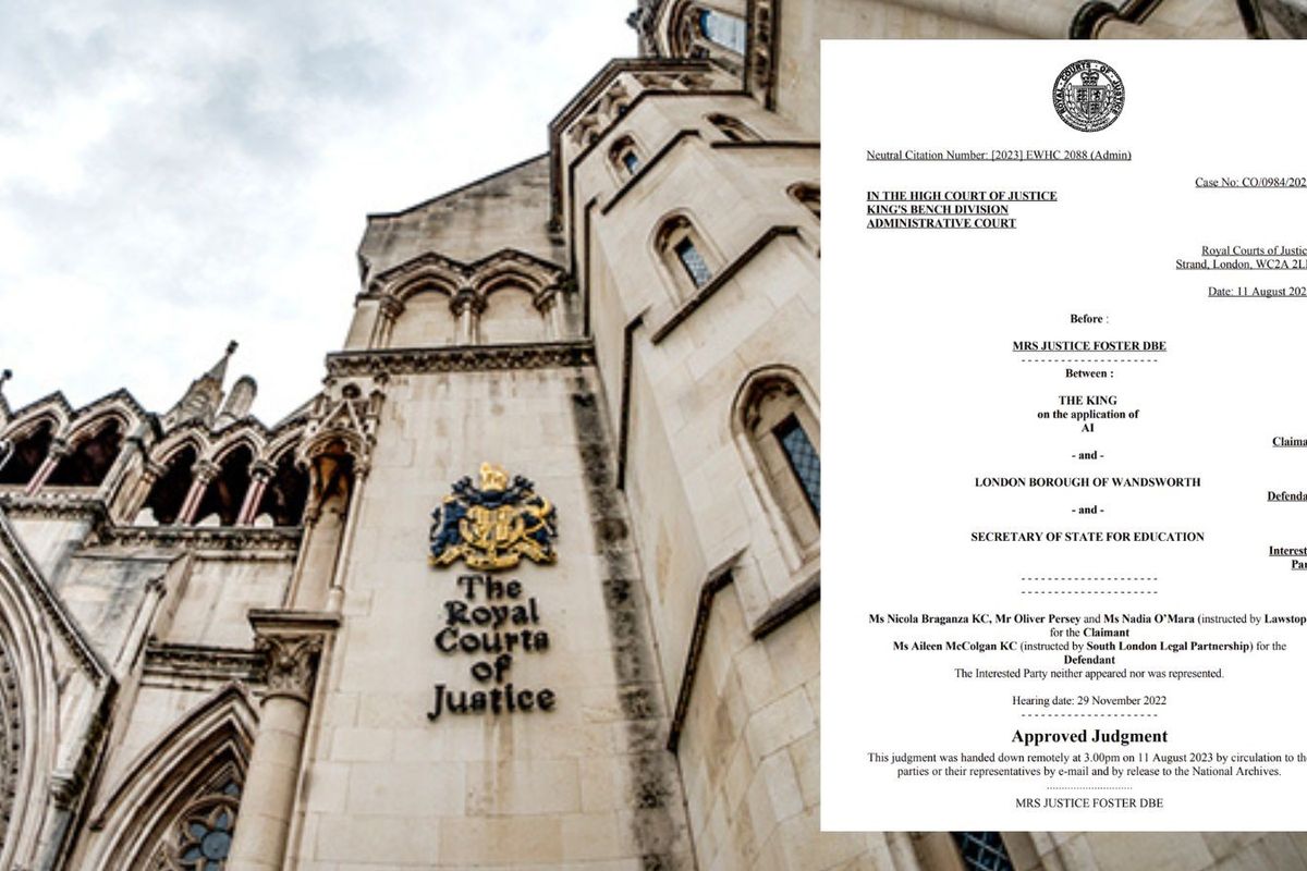 The Royal Courts of Justice and page from the Judgement 