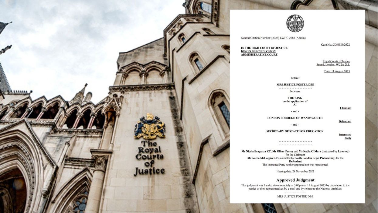 The Royal Courts of Justice and page from the Judgement