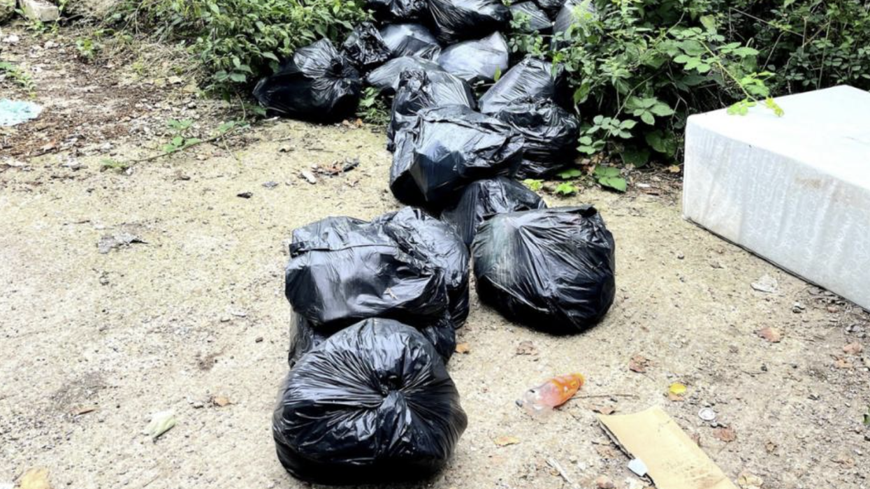 The rubbish was dumped on the lane