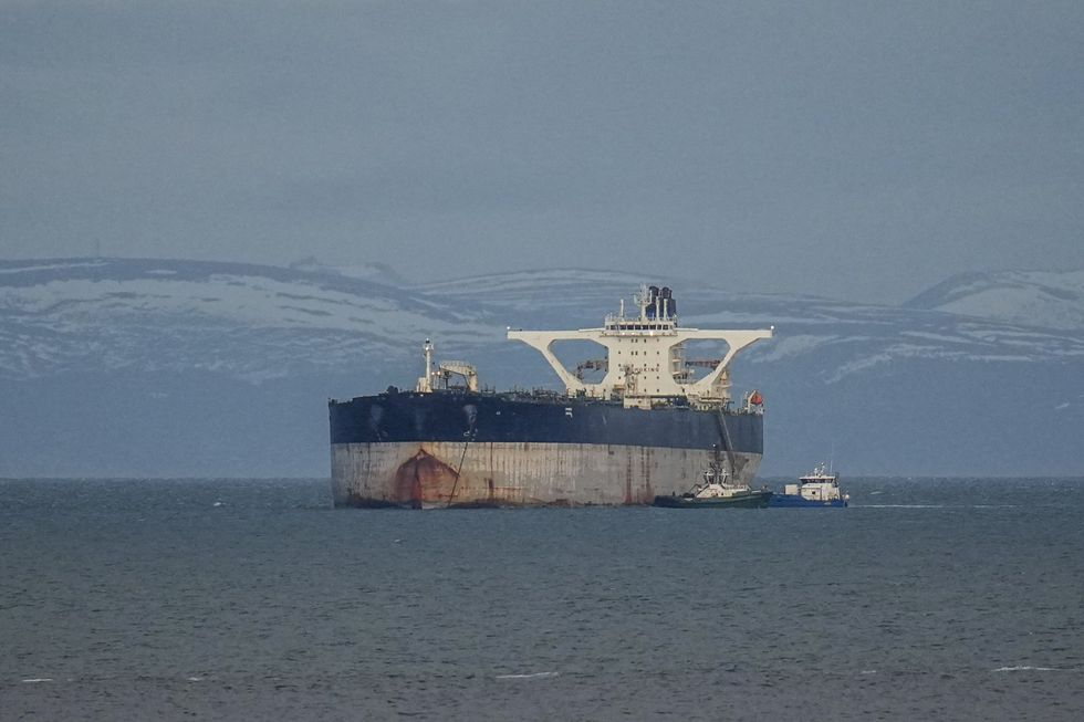 The Russian tanker Marinera off the Scottish coast after being seized by American forces earlier this year