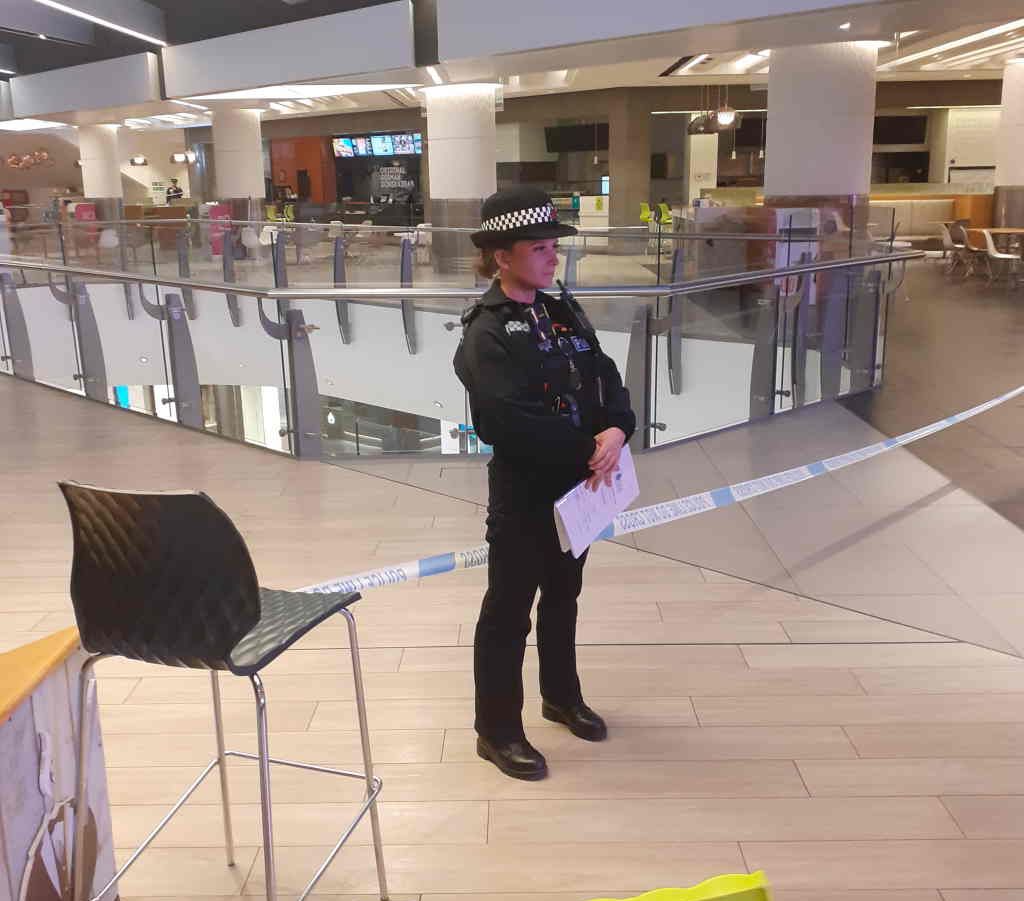 The scene at Lakeside Shopping Centre