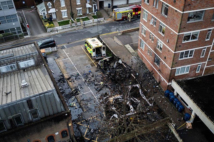 The scene from the car park in Golders Green
