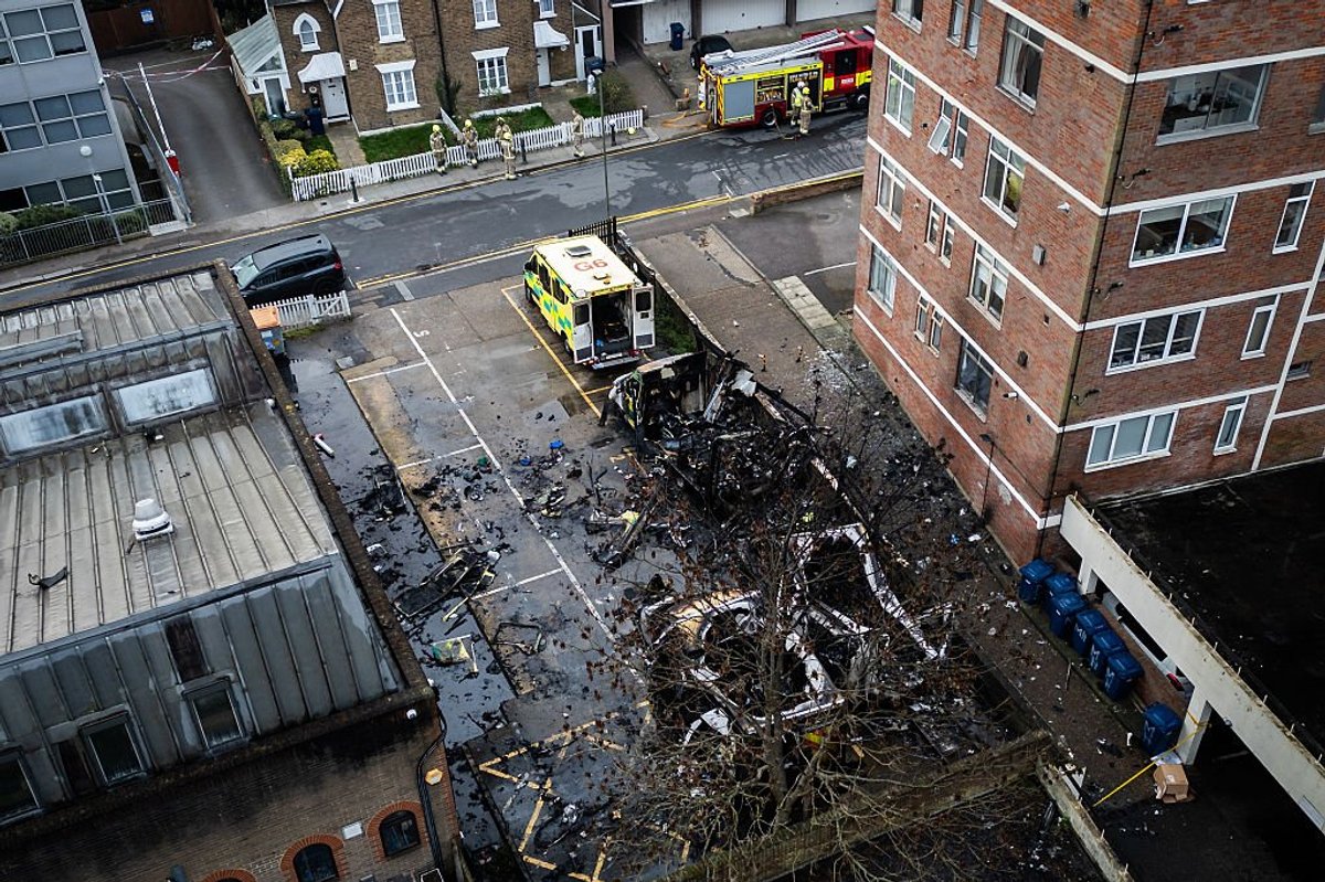 The scene from the car park in Golders Green
