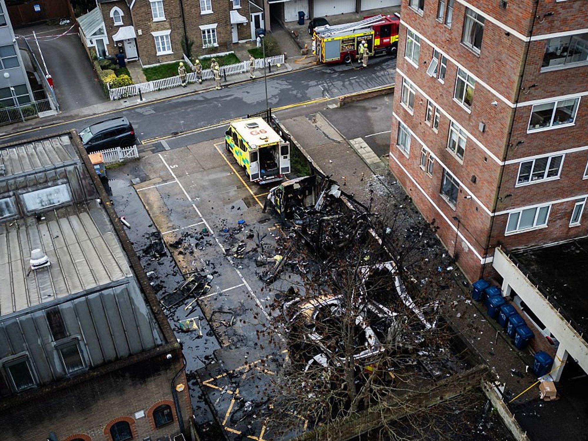 The scene from the car park in Golders Green