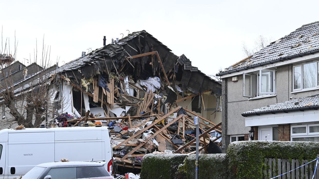 The scene on Baberton Mains Avenue, Edinburgh, after an 84-year-old man has died following an explosion at a house on Friday night