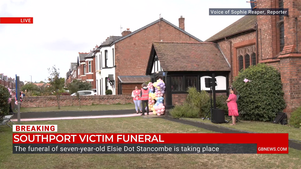 The scene outside the church