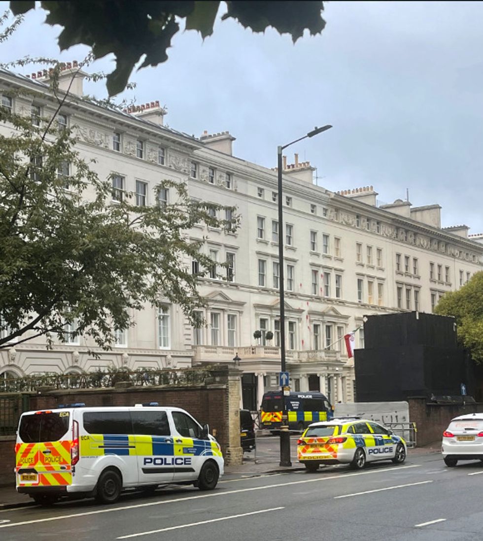 The scene outside the Iranian embassy in London
