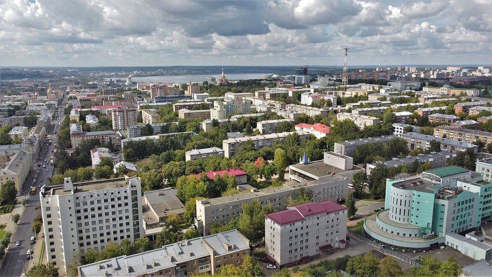 The school is in the centre of Izhevsk, a city of about 650,000