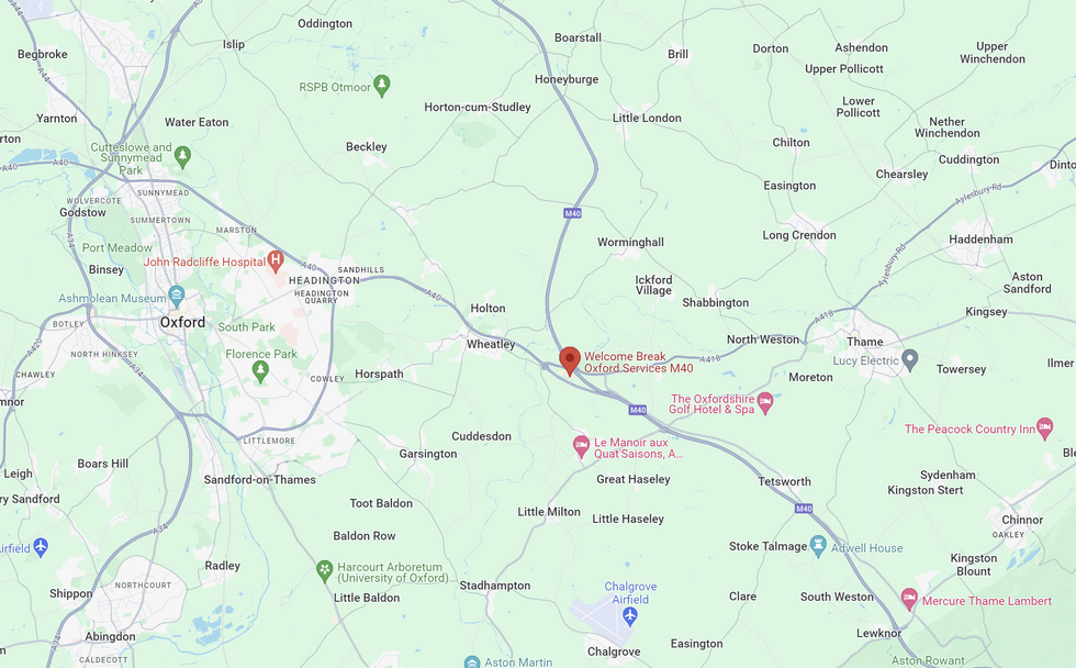 The service station is located near Oxford