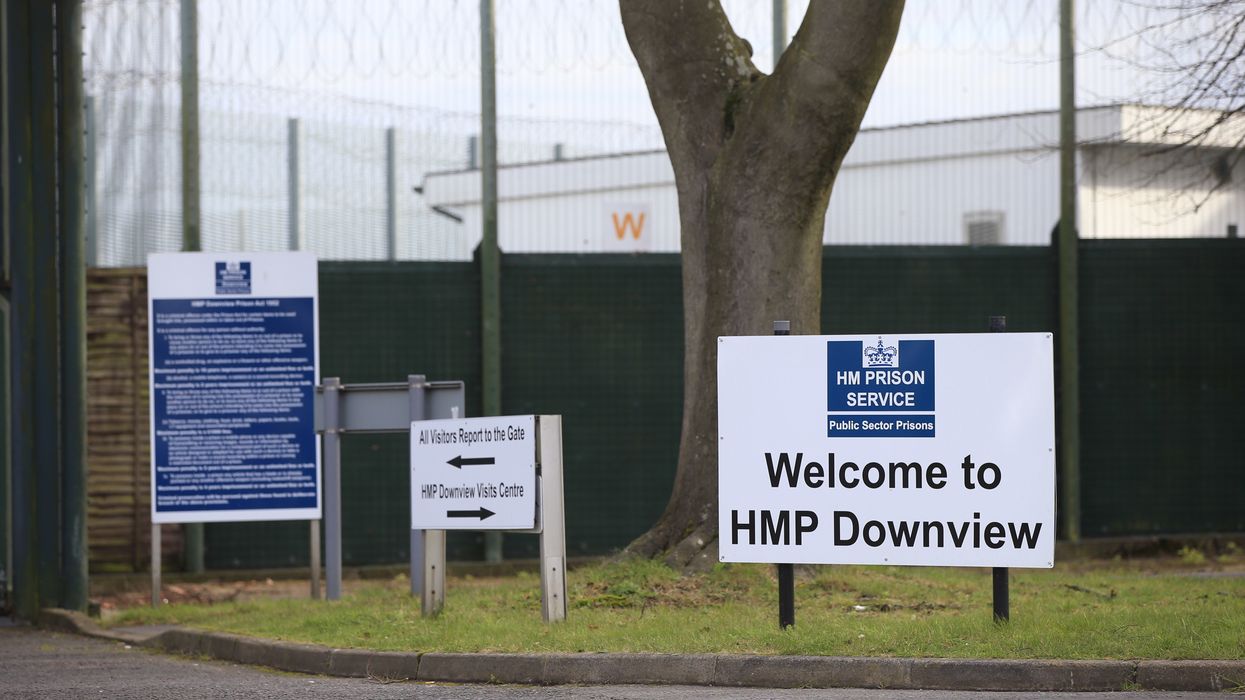 The sign outside of HMP Downview in Banstead, Surrey