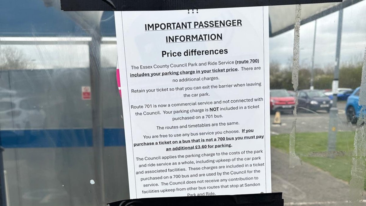 The small notice informing Sandon Park & Ride customers that using anything other than the 700 service will incur parking costs
