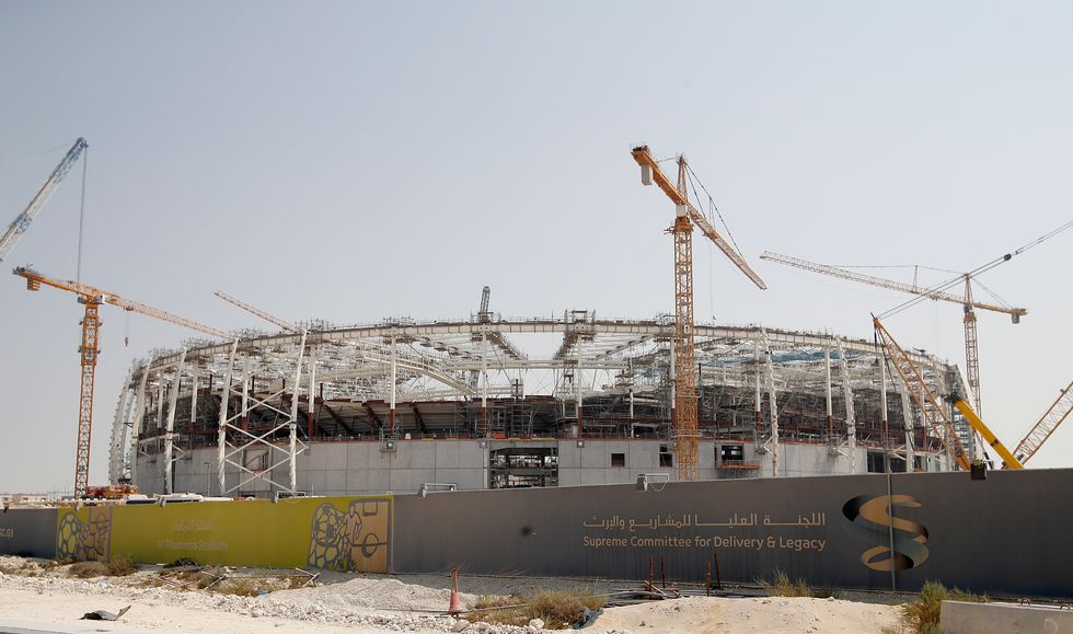 The stadium under construction will be a venue for the 2022 FIFA World Cup.