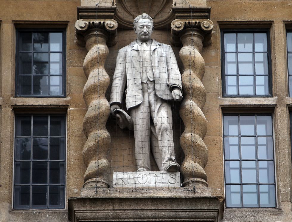 The statue mounted on Oriel college building of British imperialist Cecil Rhodes.