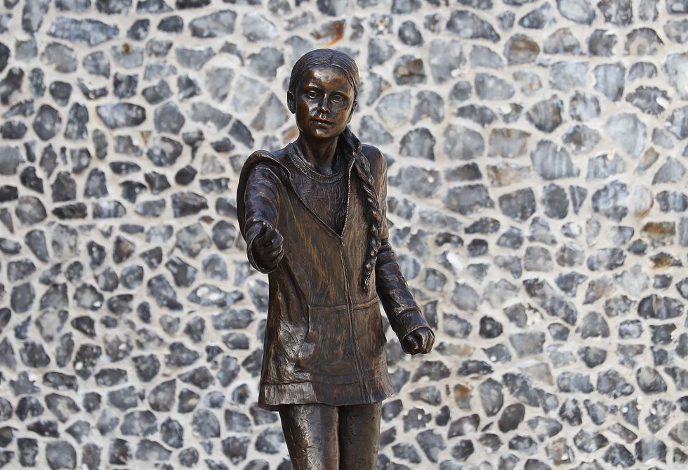 The statue of climate change activist Greta Thunberg was installed outside the University of Winchester's West Down Centre