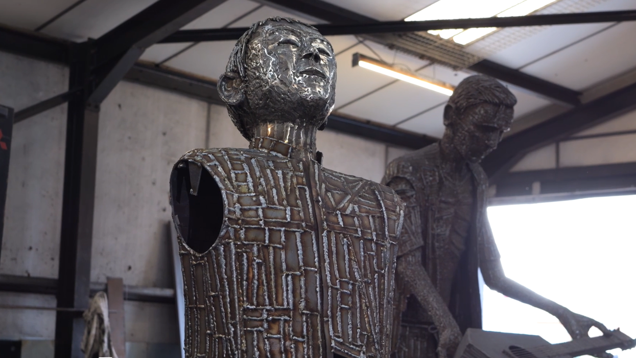 The statues in the process of being made