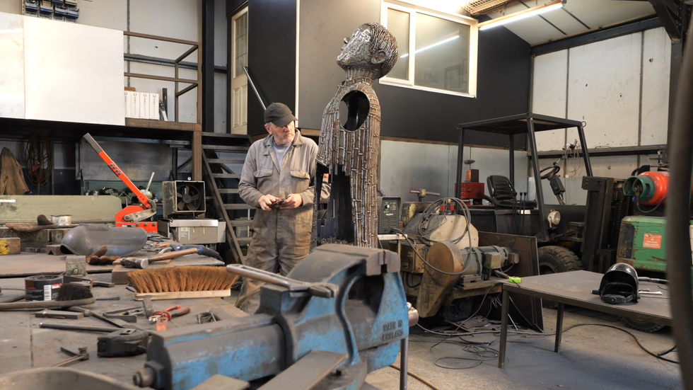 The statues in the process of being made